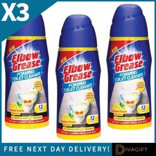 3 x ELBOW GREASE FOAMING TOILET CLEANER POWDER 500G LEMON FRESH SCENT NEW