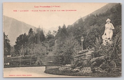Vintage Luchon Statue Vallée du Lys & Lac des Quinconces Postcard
