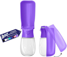Foldable Dog Water Bottle 12oz Leak Proof Portable Travel Dispenser Purple XL LG