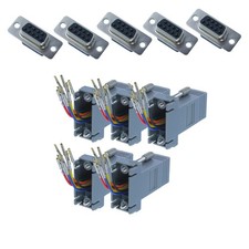 5 pack DB9 9 Pin RS232 Serial Port Female to RJ45 Female Network Adapter 8P8C