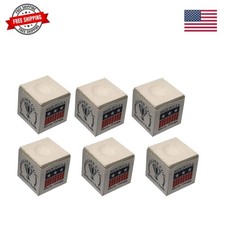 Set of 6 White Billiard Pool Cue Chalk