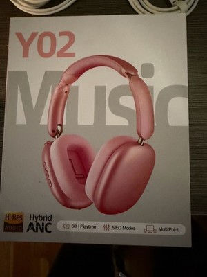 Wentronic Y02 Pink Wireless ANC Headphones, 60H, Bluetooth 5.4, Hi Res Audio