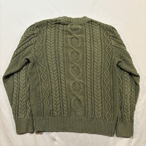 LL Bean Women’s S Cable Knit Sweater Sz S Green Fisherman Speckled Organic - Picture 2 of 13