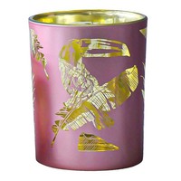 INNA-Glas Teelichthalter Sainabou, Rosa-Matt-Gold-GläNzend, 12Cm, Ø10Cm