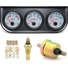 52mm Auto Gauge Set Oil Water Volt 3 In1 Dashboard Kit 12v Car
