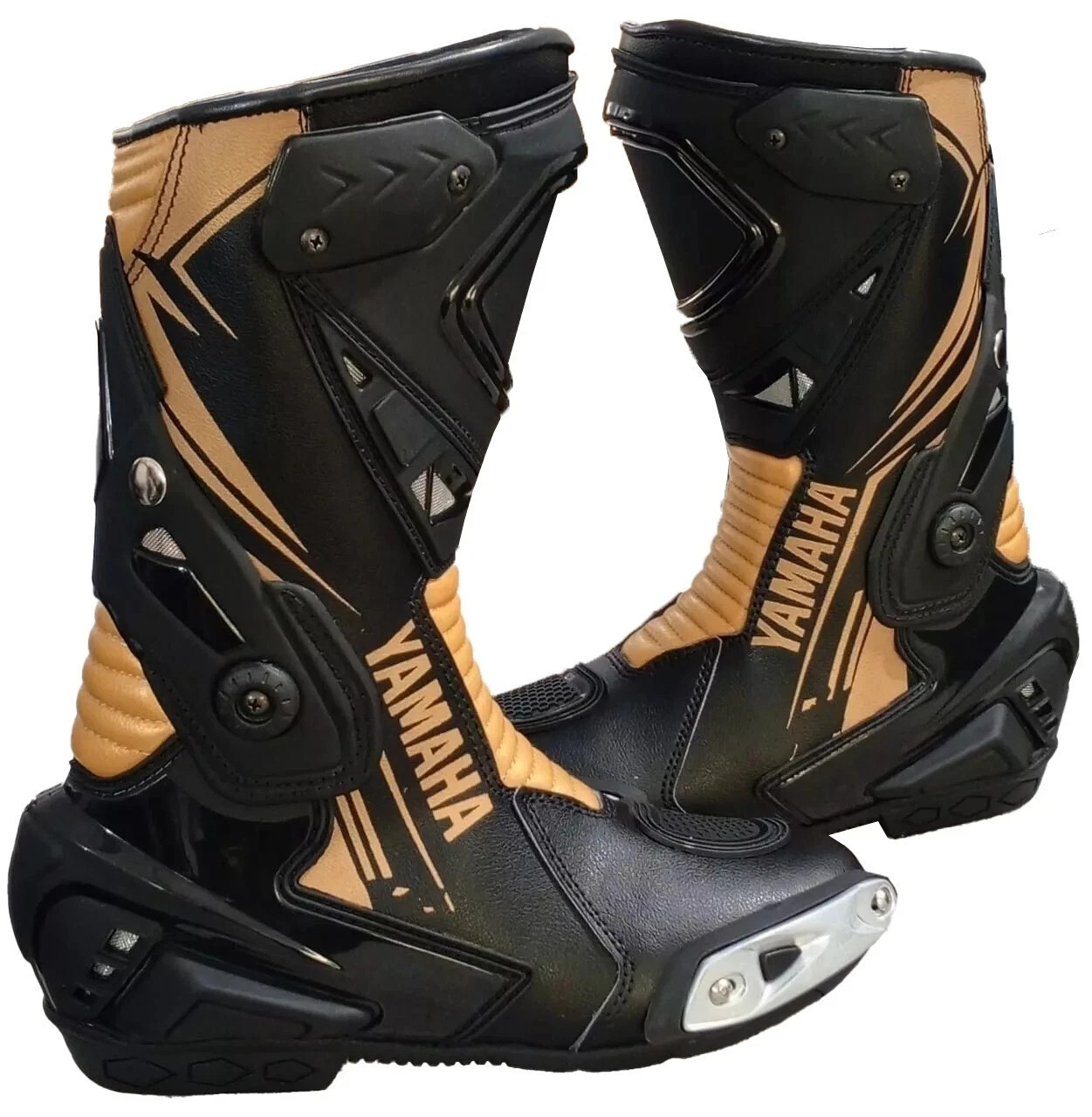 Bottes moto cuir homme Yamaha avec protections renforcées malléoles
