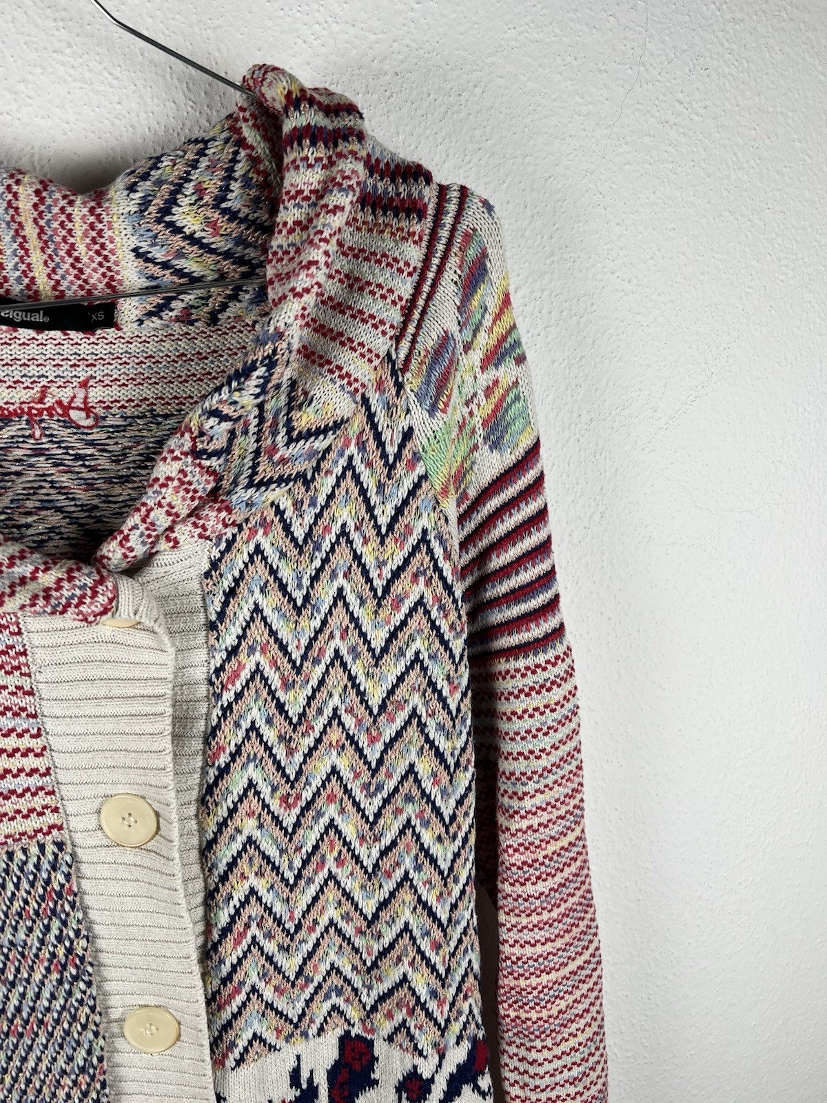 Desigual Multicolor Patchwork Patterned Knit Zip-… - image 5