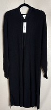 The Drop Womens Large Claudia Black Ribbed Sweater Dress Hooded Preppy NEW