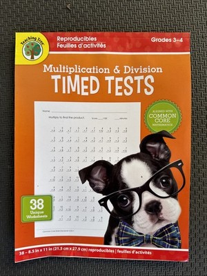Teaching Tree Multiplication &Division Timed Tests Grades 3-4 New 38 Worksheets