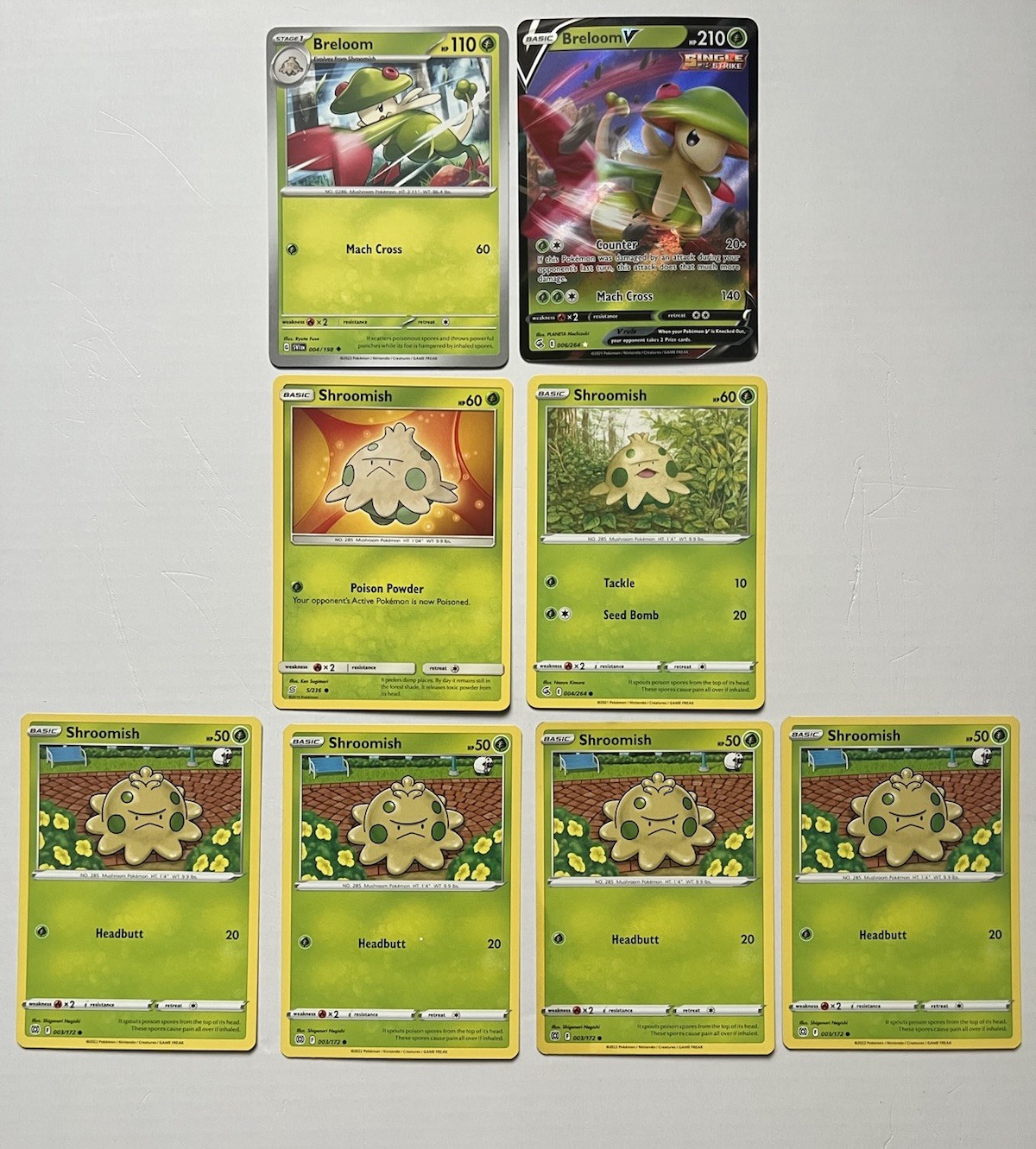 Breloom V Shroomish Pokemon Card Lot 8x Fusion Strike Brilliant Stars LP/NM