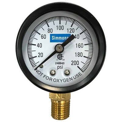 #ad Simmons 1306 Pressure Gauge 1 4 in Connection MPT 2 in Dial Steel Gauge Case $14.86