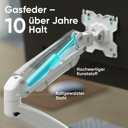 ONKRON Monitor Tischhalterung 13-32", bis 8 kg, Gasdruckfeder, G80-W - Afbeelding 6 van 9