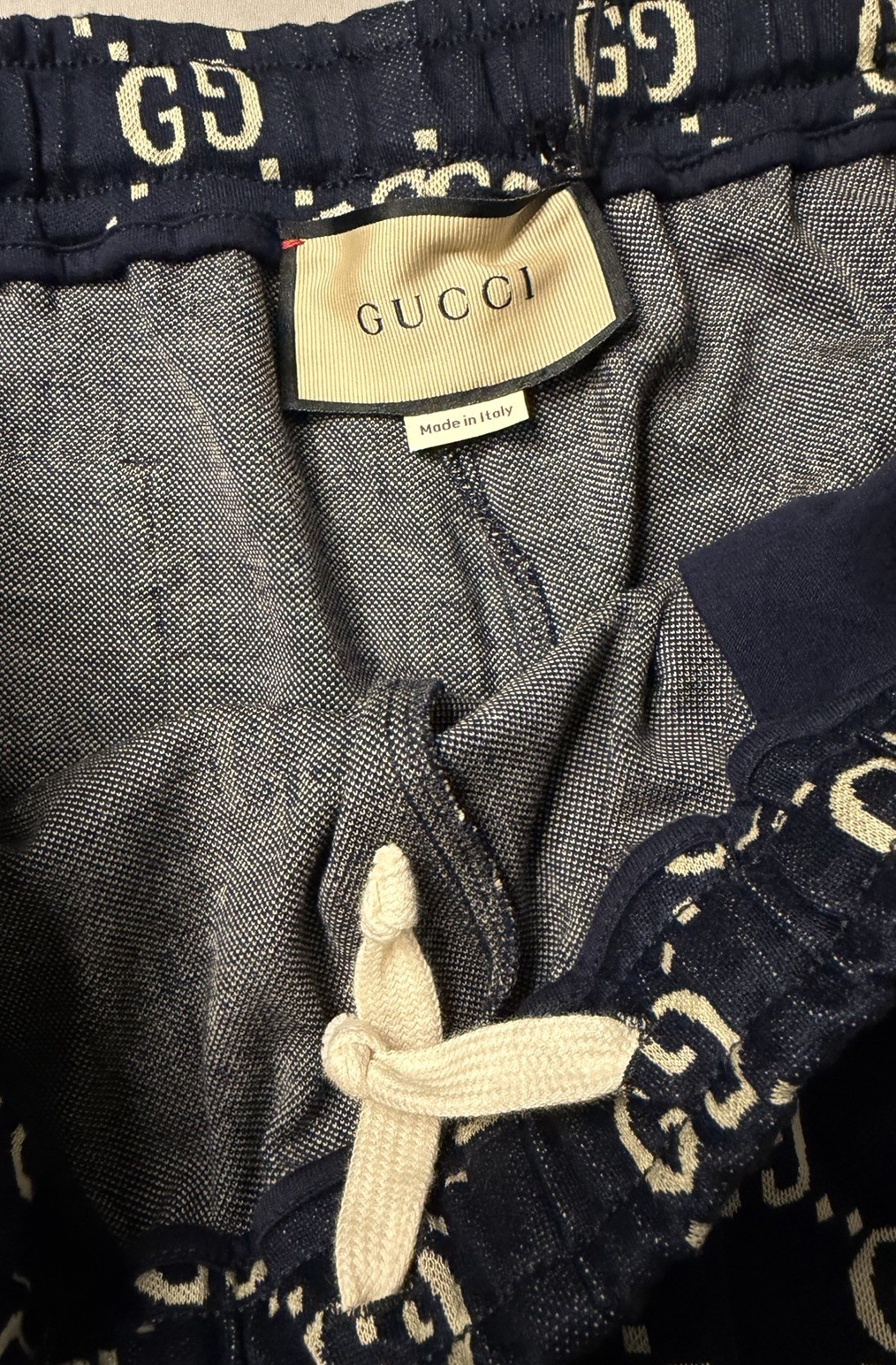 Gucci GG Monogram Jacquard Side Striped Shorts Navy Men’s Size XXL Authentic thumbnail 9