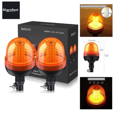Rotating Beacon 60LED Warning Lights 2x Rotating Beacon LED Amber 12V/24V Flashing...