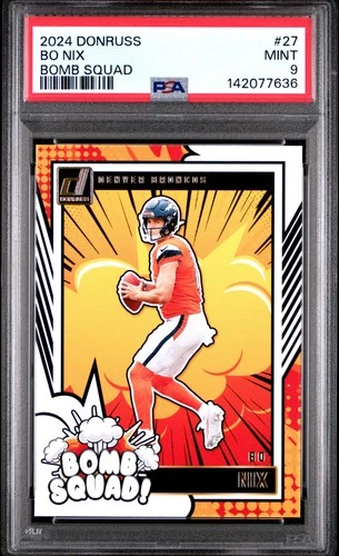 2024 PANINI DONRUSS BOMB SQUAD #27 BO NIX ROOKIE RC PSA 9