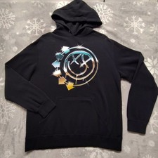 Vtg Blink 182 Chrome Band Logo Hoodie Black Adult Large