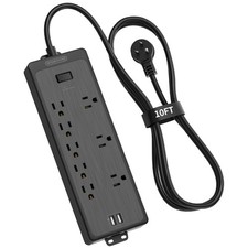 10 FT Long Extension Cord, Power Strip Surge Protector with 8 Outlet 3 Widely...