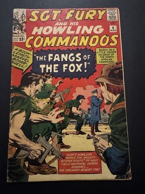 Sgt. Fury and his Howling Commandos 6: Vs Rommel & Nazis. VG/F-Fn. 1964 Silver 