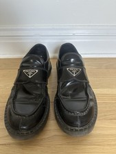 Prada Loafers Men 9 9.5 Black Leather Chocolate Brushed 10 Eur 42 42.5