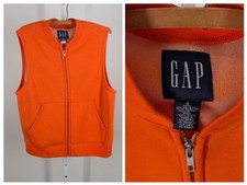 Vintage 90s Gap Fleece Lined Bomber Vest Orange Full Zip S 1999 Tech Gorpcore
