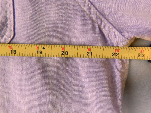 TREVERO 100% Linen Shirt Men L LAVENDER Button Up Collar Short Sleeve Pockets - Picture 4 of 6