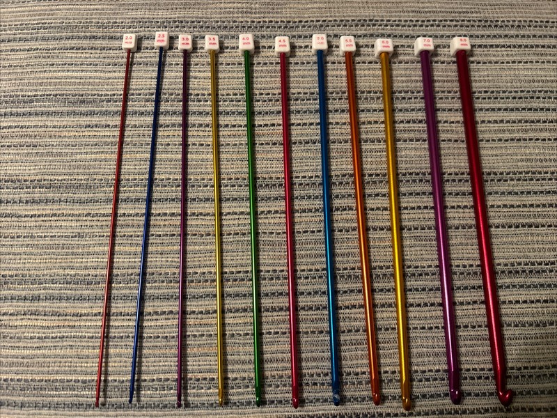 11 PIECE SET LONG TUNISIAN AFGHAN CROCHET HOOKS ALUMINUM KNITTING NEEDLES  - NEW