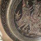 Engraved Metal Decorative Wall Plate, Figural Scene, Floral Border Silver — photo 4