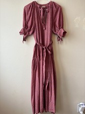 ULLA JOHNSON Selena Belted Printed Cotton-blend Coverup Dress color Red