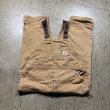 Vintage Tan Carhartt Workwear Double Knee Overalls Bib Size 40x29