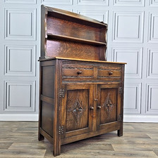 Antique Oak Dresser Cabinet - Arts & Crafts Sideboard Welsh Cupboard - Wooden