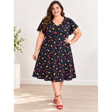 ModCloth Just A Little Something Cherry Shift Dress 4X Retro Rockabilly
