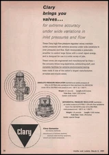 1959 Clary Dynamics San Gabriel California High Flow Regulator Valves Print Ad