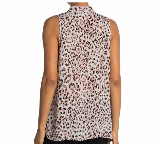 Vince Camuto Top Size Extra Small Soft Ash Leopard Print Sleeveless NWT LE232