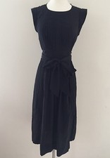 New JCrew $168 Silk Midi Dress With Tie Size 0 Black G1296