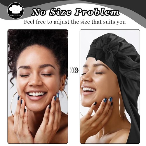Silk Satin Hair Bonnet for Sleeping - Bonnets for Braids Black Women Curly Hair - Picture 8 of 11