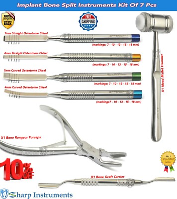 Implant Bone Split Chisels Ridge Expansion Surgical Mead Mallet Bone Rongeur Kit