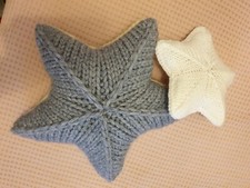 Handmade Knitted Grey / White /red/yellow   Star Pillow/ Cushion Size ~35 cm