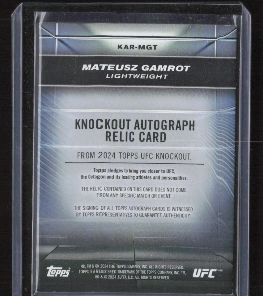 2024 Topps UFC Knockout #KAR-MGT Matuesz Gamrot Blue Relic Auto /50 - Image 2 of 2
