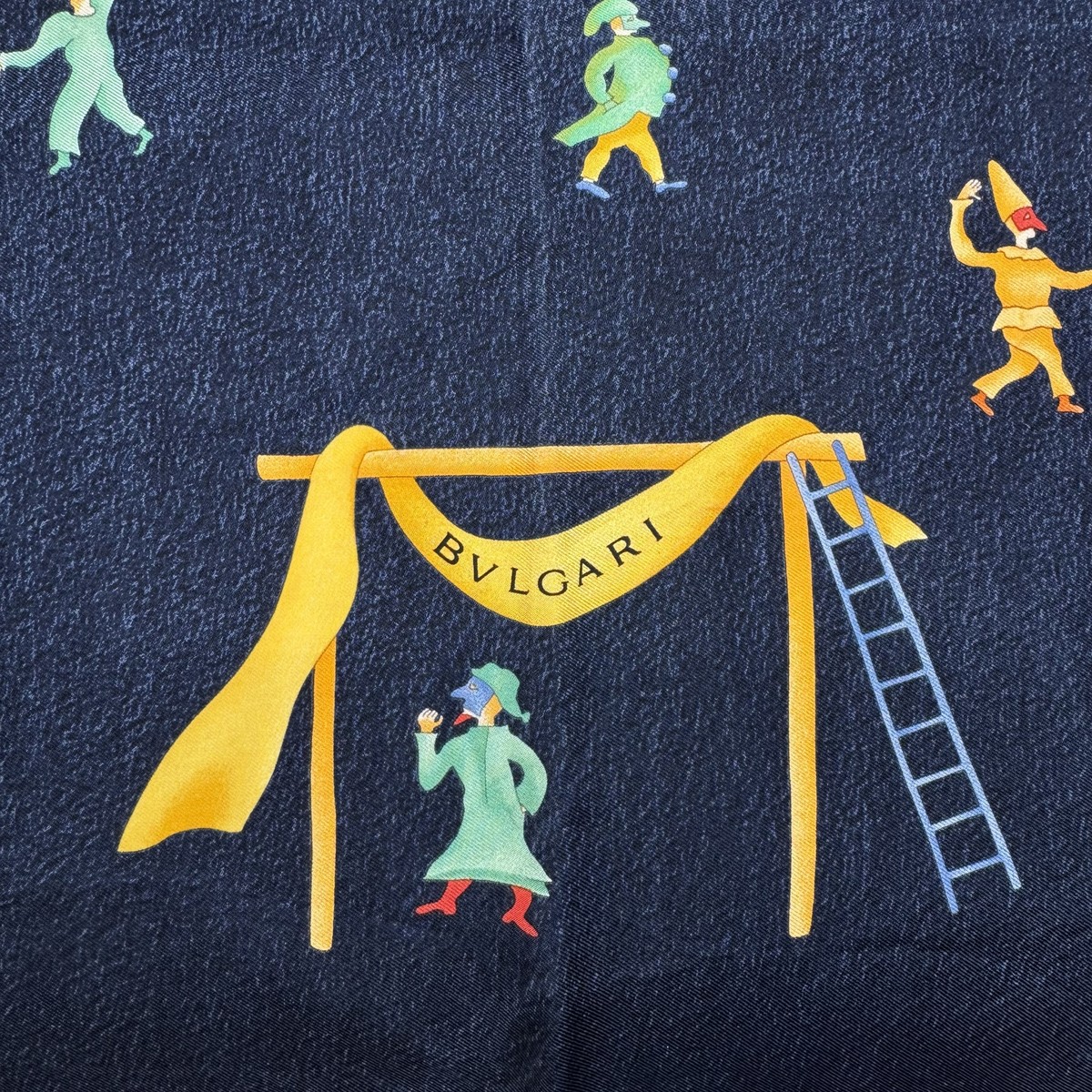 Authentic BVLGARI Large Scarf All-Over Print Circus Navy