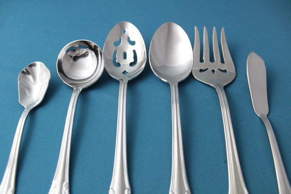 6 件装服务汤匙叉穿孔梯子 Reed Barton Select ELEGANTE 中国新品 — 第 3/4 张图片