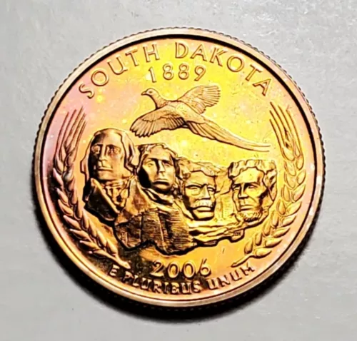 TONED 2006 S SOUTH DAKOTA STATE QUARTER CLAD PROOF UNC #C4511