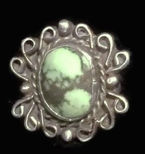 Vintage Sterling Silver Southwest  Ring Turquoise Size 3.25 6.9g Children Pinky