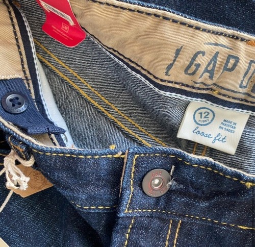*NWT* Gap Denim Boy’s Loose Fit Husky Dark Wash Jeans Size 12 Husky Adjustable - Picture 5 of 8