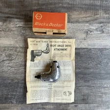 Black & Decker Right Angle Drive Attachment Model U-1021 W/ Instructions vintage