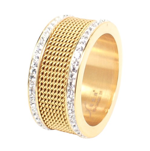 Edelstahlring Damen Ring 11mm breit rosegold silber gold Zirconia Steinen Brand - Bild 4 von 5