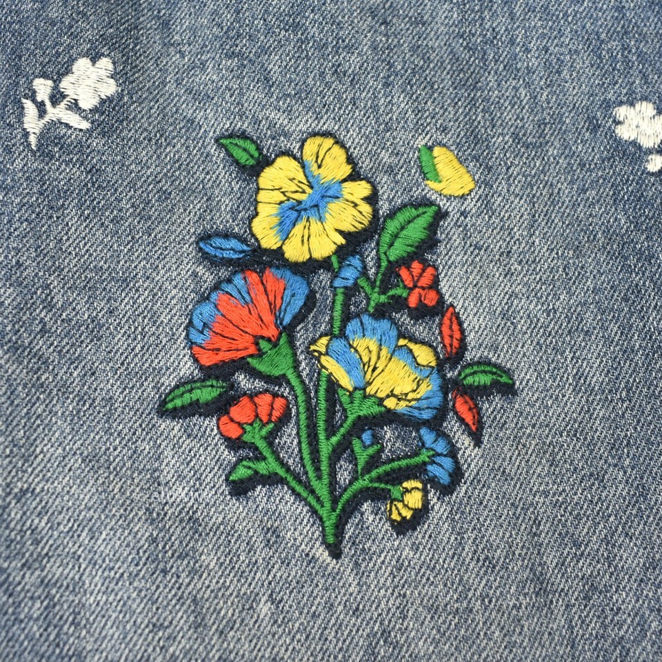 Jean Homme KITH Brodé Floral - Taille 33, Coupe Relaxed, Denim Foncé - Neuf Avec étiquettes