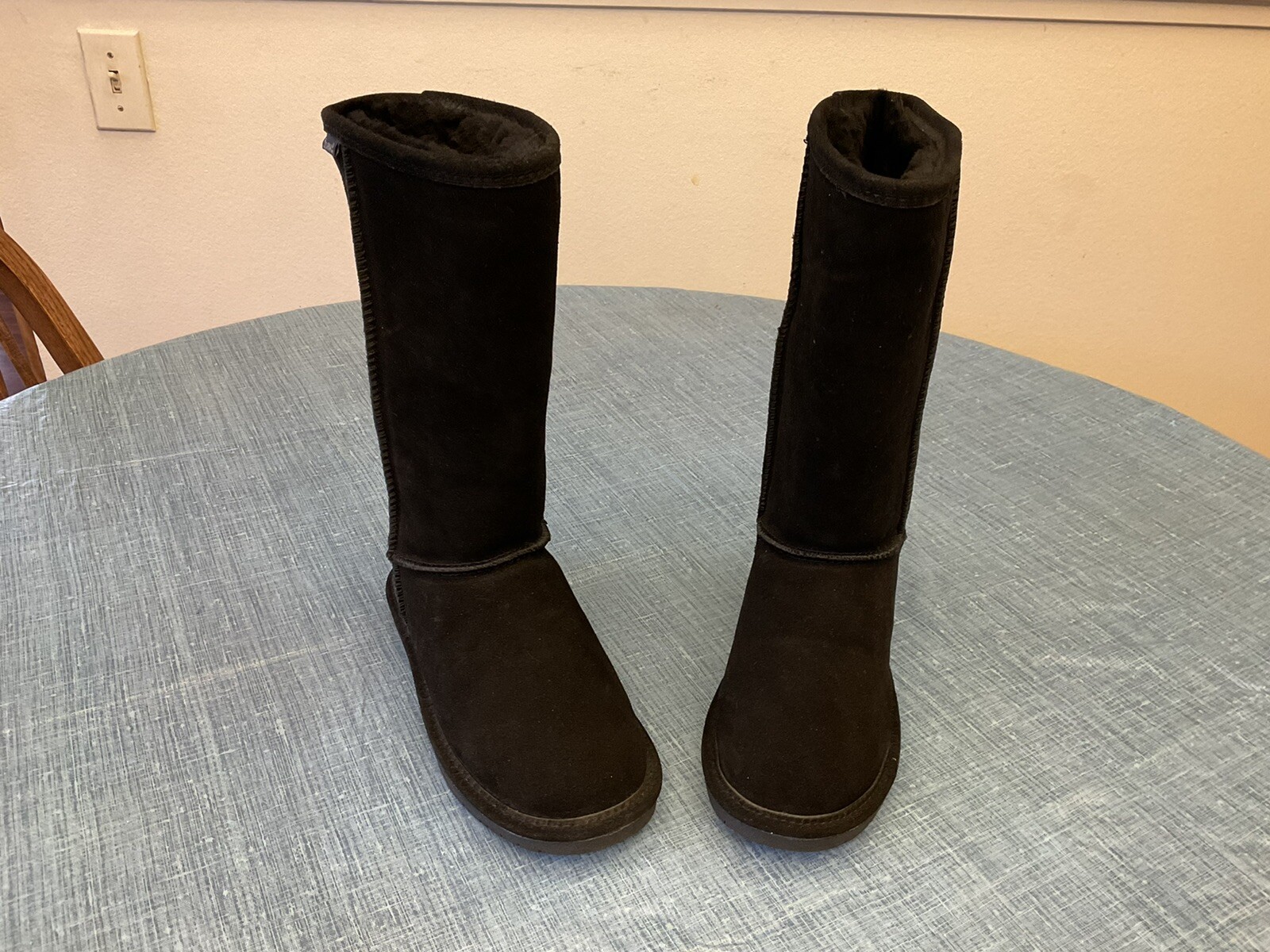 Bearpaw Emma Tall Genuine Sheepskin Lined Suede Pull On Womens Snow