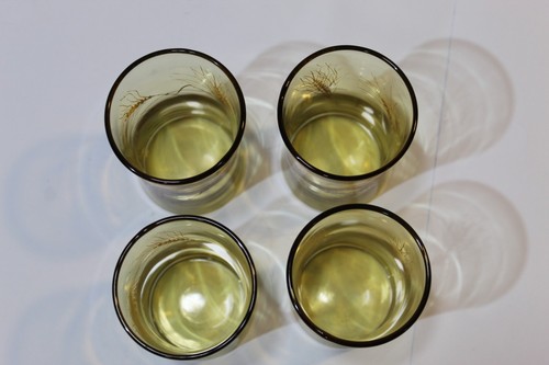 Vtg Elegance Federal Glass Golden Wheat 6oz Juice Amber Glasses MCM - Set of 4 - Picture 2 of 8