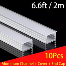10Pcs 6.6ft Aluminum Channel Track and Cover for LED Strip Lights Mounting Holer