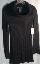 Grace Elements Womens Sweater Dress Cawl Neck Small Black With Long  Sleeves NWT